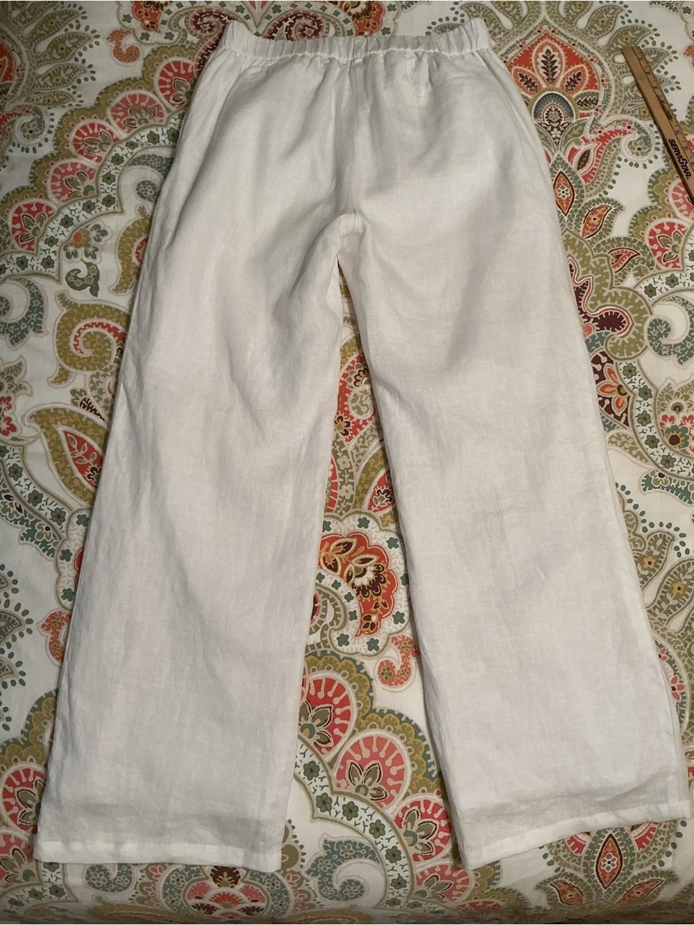 Quince White 100% European Linen Pleated Wide-Leg Trousers Fully Lined, Size 6 - Picture 11 of 16